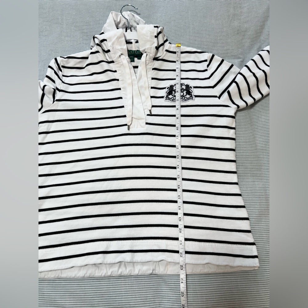 Ralph Lauren White & Black Striped Hooded Pullover - Picture 13 of 13